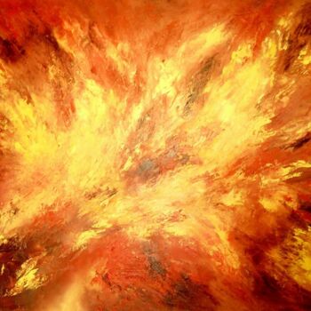 Painting titled "FIRE" by Anastasiia Rakovchena, Original Artwork, Oil Mounted on Wood Stretcher frame