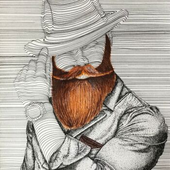 Tekening getiteld "Стильный мужчина с…" door Anastasiia Rogova, Origineel Kunstwerk, Marker