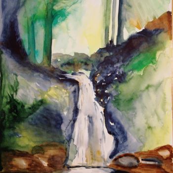 Peinture intitulée "Waterfall" par Anastasia_art, Œuvre d'art originale, Aquarelle