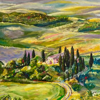 Painting titled "Tuscany" by Anastasia Shukhovtseva, Original Artwork, Oil Mounted on Wood Stretcher frame