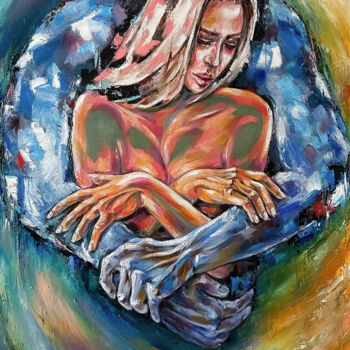 Painting titled "Games of heart and…" by Anastasiia Iurzinova, Original Artwork, Oil Mounted on Wood Stretcher frame