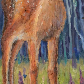 Painting titled ""Fawn"" by Anastasia Valaeva, Original Artwork, Oil