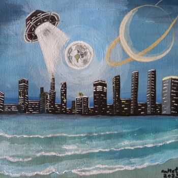 Painting titled "The night" by Anastasiia Netsvetaeva, Original Artwork, Acrylic