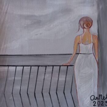 Картина под названием "Woman is looking th…" - Анастасия Нецветаева, Подлинное произведение искусства, Акрил