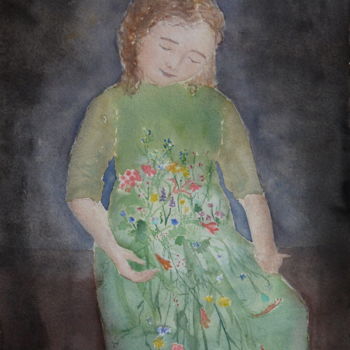 Pittura intitolato "La Femme" da Anastasia Bernard, Opera d'arte originale, Acquarello