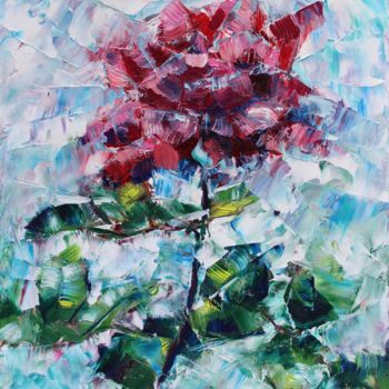 Painting titled "Winter rose" by Anastasiia Petrenko, Original Artwork, Oil