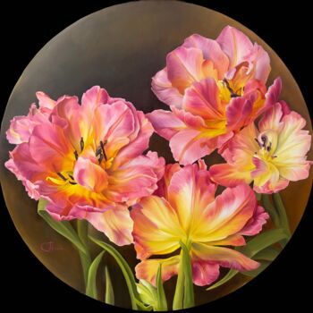 Peinture intitulée "Spring tulips" par Anastasiia Alekhina, Œuvre d'art originale, Huile Monté sur Châssis en bois