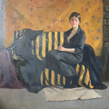 Schilderij getiteld "Девушка на желтом" door Anastasiia Goreva, Origineel Kunstwerk, Olie