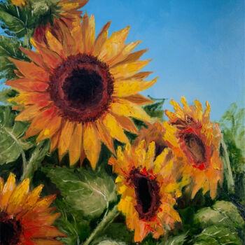 Peinture intitulée "Sunflowers" par Anastasiia Kos (Androshchuk), Œuvre d'art originale, Huile