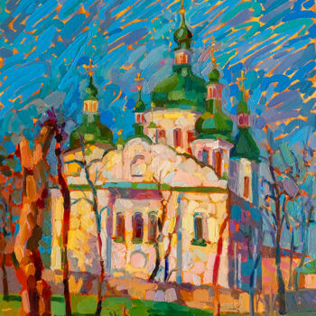 绘画 标题为“St.Cyril's Monastery” 由Anastasiia Kurkova, 原创艺术品, 油 安装在木质担架架上