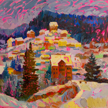 Painting titled "A Winter Tale of th…" by Anastasiia Kurkova, Original Artwork, Oil Mounted on Wood Stretcher frame