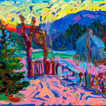 Malarstwo zatytułowany „Carpathian sunset” autorstwa Anastasiia Kurkova, Oryginalna praca, Olej Zamontowany na Drewniana ram…