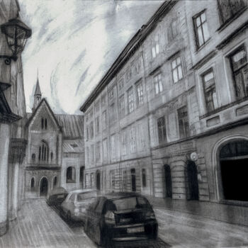 Drawing titled "Streets of Krakow" by Anastasiia Kurkova, Original Artwork, Pastel