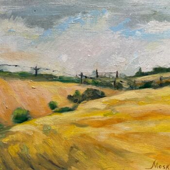 Painting titled ""Fields of Ukraine…" by Anastasiia Moskvitina, Original Artwork, Oil