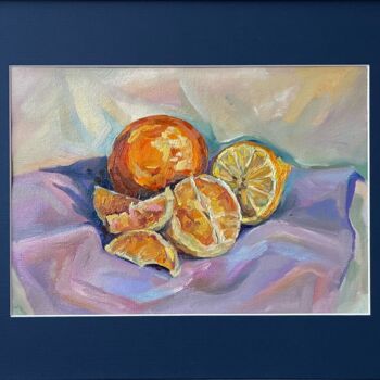 Schilderij getiteld "“Citrus fruits” Ori…" door Anastasiia Moskvitina, Origineel Kunstwerk, Olie