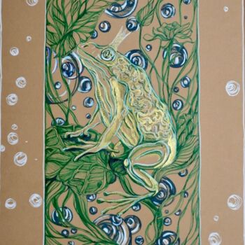 Schilderij getiteld ""The Frog Princess"" door Anastasiia Moskvitina, Origineel Kunstwerk, Inkt