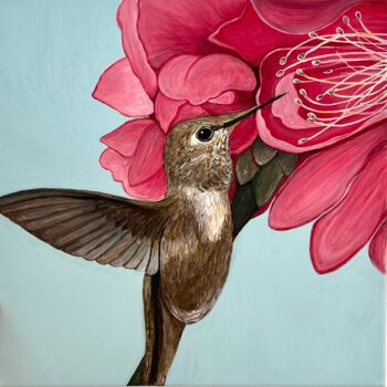 Painting titled "Hummingbird" by Anastasiia Nadyrova, Original Artwork, Acrylic
