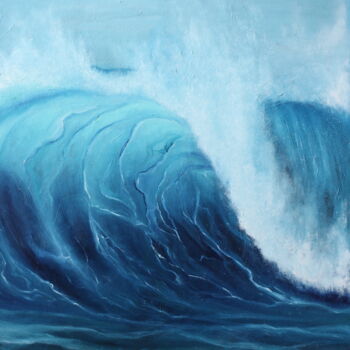 Картина под названием "Wave, 50x60 cm" - Anastasiia Novitskaya, Подлинное произведение искусства, Масло Установлен на Деревя…