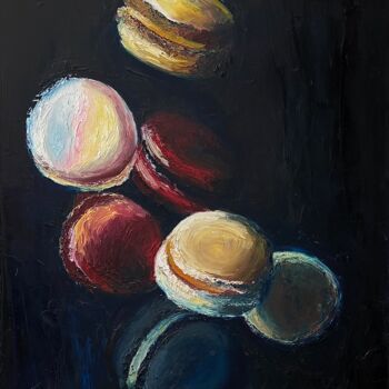 Peinture intitulée "Macarons" par Anastasiia Novitskaya, Œuvre d'art originale, Huile Monté sur Panneau de bois