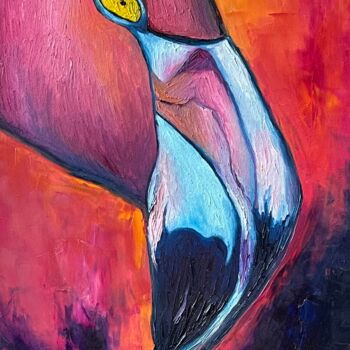 Peinture intitulée "Flamingo" par Anastasiia Novitskaya, Œuvre d'art originale, Huile Monté sur Châssis en bois