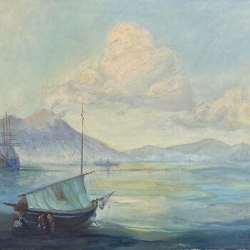 Pintura intitulada "The Bay of Naples i…" por Anastasiia Novitskaya, Obras de arte originais, Óleo Montado em Armação em mad…