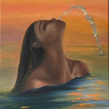 Картина под названием "Splash" - Anastasiia Novitskaya, Подлинное произведение искусства, Масло Установлен на Деревянная рам…