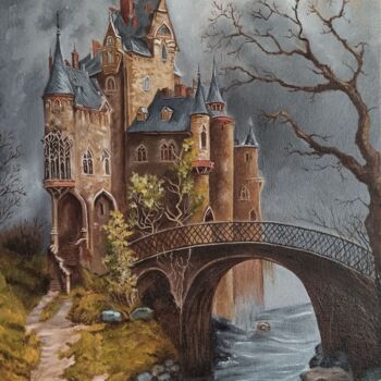제목이 "A gloomy castle"인 미술작품 Anastasiia Poberezhets로, 원작, 기름