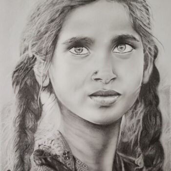Disegno intitolato "Indian girl" da Anastasiia Poberezhets, Opera d'arte originale, Matita