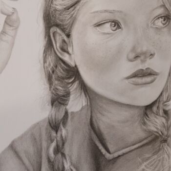 Drawing titled "Her look" by Anastasiia Poberezhets, Original Artwork, Pencil