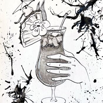 Drawing titled "Chin-chin" by Anastasiia Potelova, Original Artwork, Ink