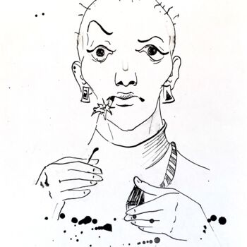 Drawing titled "No smoking" by Anastasiia Potelova, Original Artwork, Ink