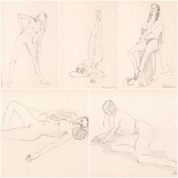Set of five sketches of a nude female figure №2