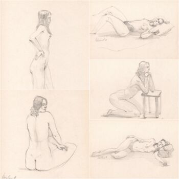 Set of five sketches of a nude female figure №3