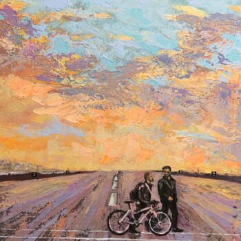 「At sunset」というタイトルの絵画 Anastasiia Ulleによって, オリジナルのアートワーク, アクリル