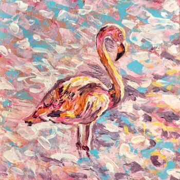 Painting titled "Pink flamingo" by Anastasiia Ulle, Original Artwork, Acrylic