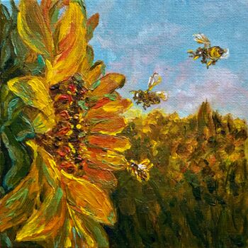 Painting titled "Sunny evening" by Anastasiia Ulle, Original Artwork, Acrylic