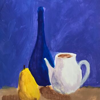 Schilderij getiteld "STILL LIFE WITH YEL…" door Anastasija Terskiha, Origineel Kunstwerk, Gouache