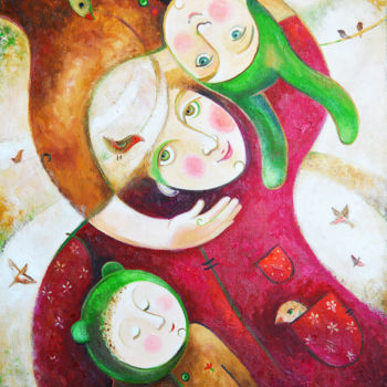 Картина под названием "Птушаняты" - Anastasiya Balysh, Подлинное произведение искусства