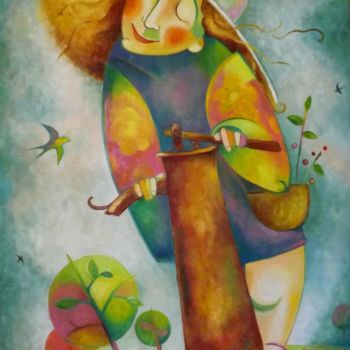 Картина под названием "Ласточки-к дождю" - Anastasiya Balysh, Подлинное произведение искусства, Масло