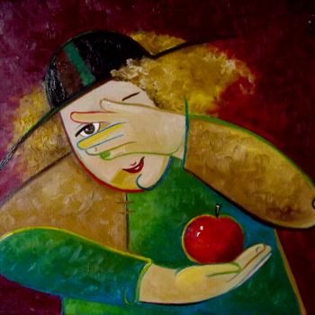 Картина под названием "Попадешь в яблочко?" - Anastasiya Balysh, Подлинное произведение искусства, Масло