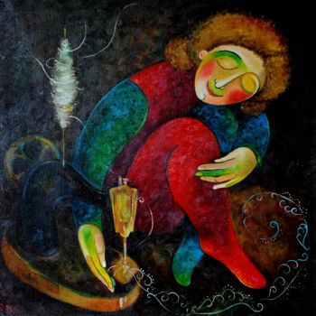 Картина под названием "Шила небо" - Anastasiya Balysh, Подлинное произведение искусства, Масло
