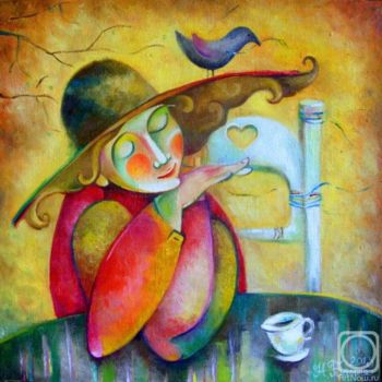 Картина под названием "Апрельский эспрессо" - Anastasiya Balysh, Подлинное произведение искусства, Масло