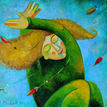 Картина под названием "Как птичка" - Anastasiya Balysh, Подлинное произведение искусства, Масло