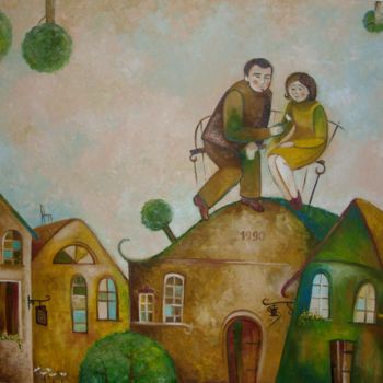 Картина под названием "Встреча на высоте" - Anastasiya Balysh, Подлинное произведение искусства, Масло
