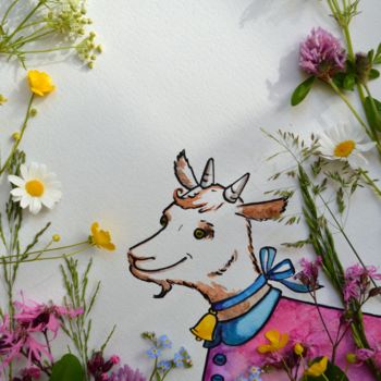 图画 标题为“Коза на лугу” 由Anastasiya Balysh, 原创艺术品