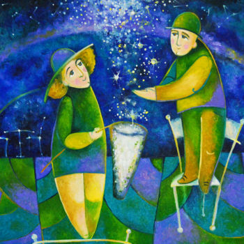 Painting titled "Ловцы звезд" by Anastasiya Balysh, Original Artwork