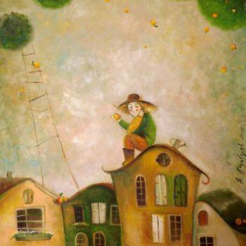 Картина под названием "Садовник" - Anastasiya Balysh, Подлинное произведение искусства, Масло