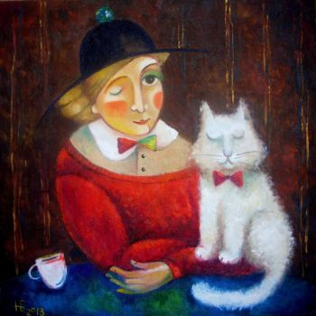 Pintura intitulada "Столик для двоих" por Anastasiya Balysh, Obras de arte originais, Óleo