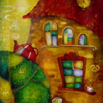 Картина под названием "Чай пьют неспеша" - Anastasiya Balysh, Подлинное произведение искусства, Масло