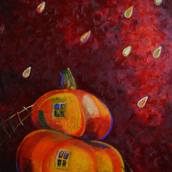 Картина под названием "Тыквенный дождик" - Anastasiya Balysh, Подлинное произведение искусства